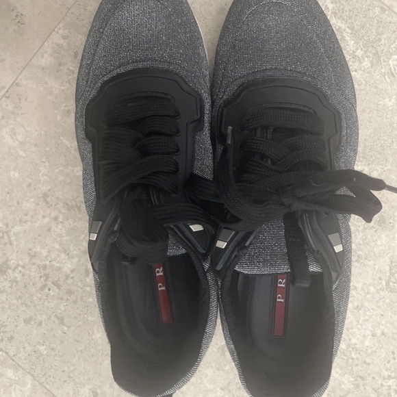 Prada Grey Metallic Sneakers Size 39 - Picture 3 of 3